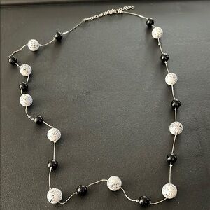 Elegant Black and White Beaded Necklace